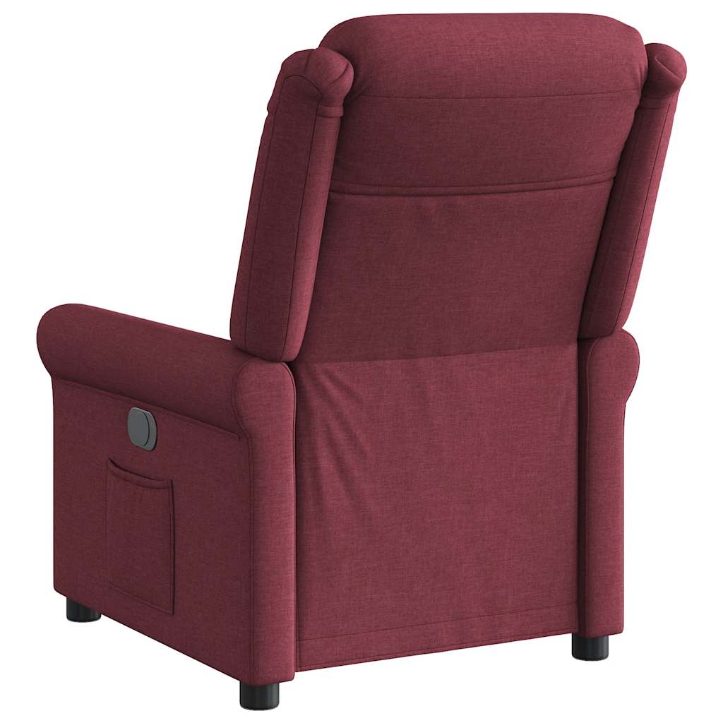 vidaXL Fotoliu rabatabil electric, roșu vin, material textil