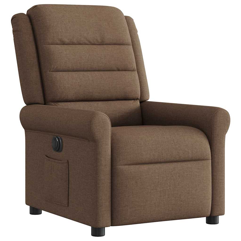 vidaXL Fotoliu rabatabil electric, maro, material textil