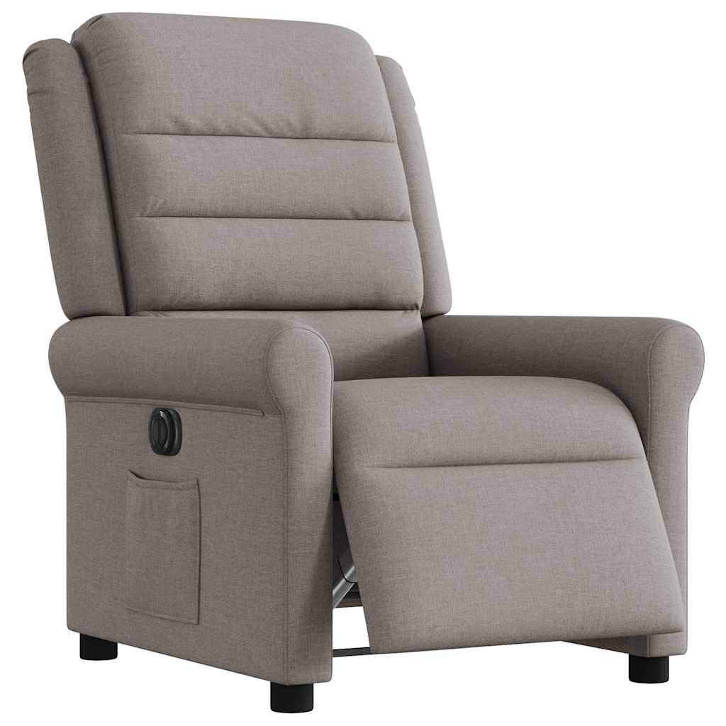 vidaXL Fotoliu rabatabil electric, gri taupe, material textil