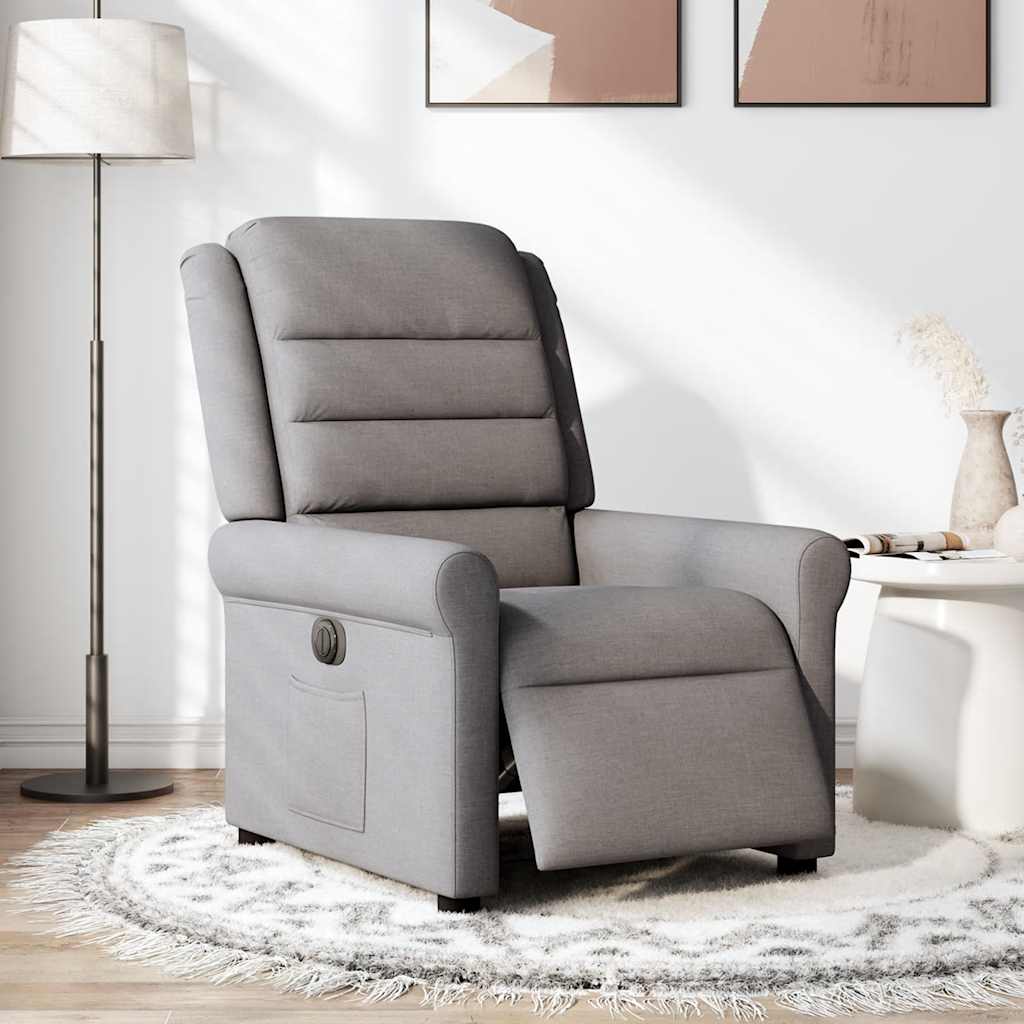 vidaXL Fotoliu rabatabil electric, gri taupe, material textil