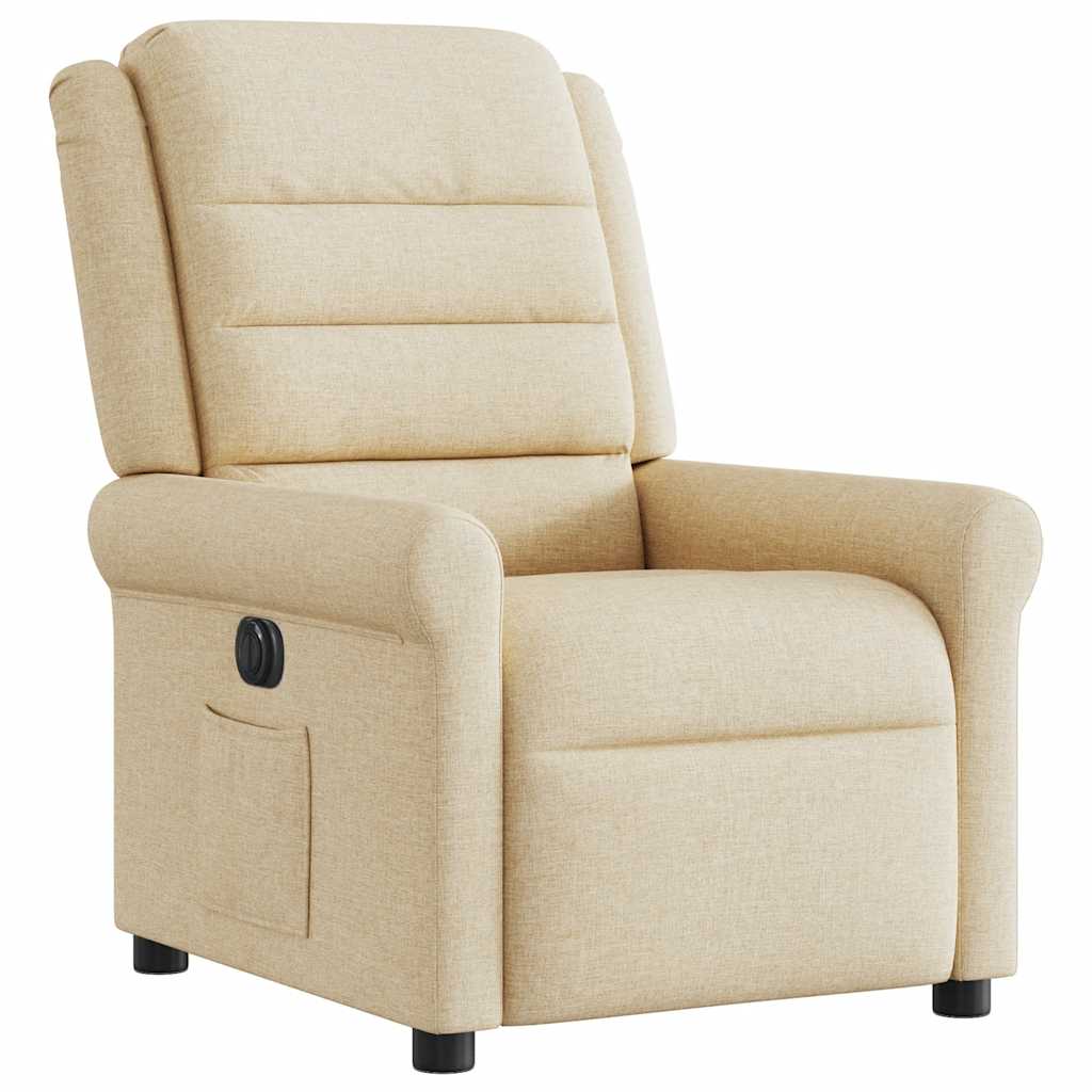 vidaXL Fotoliu rabatabil electric, crem, material textil