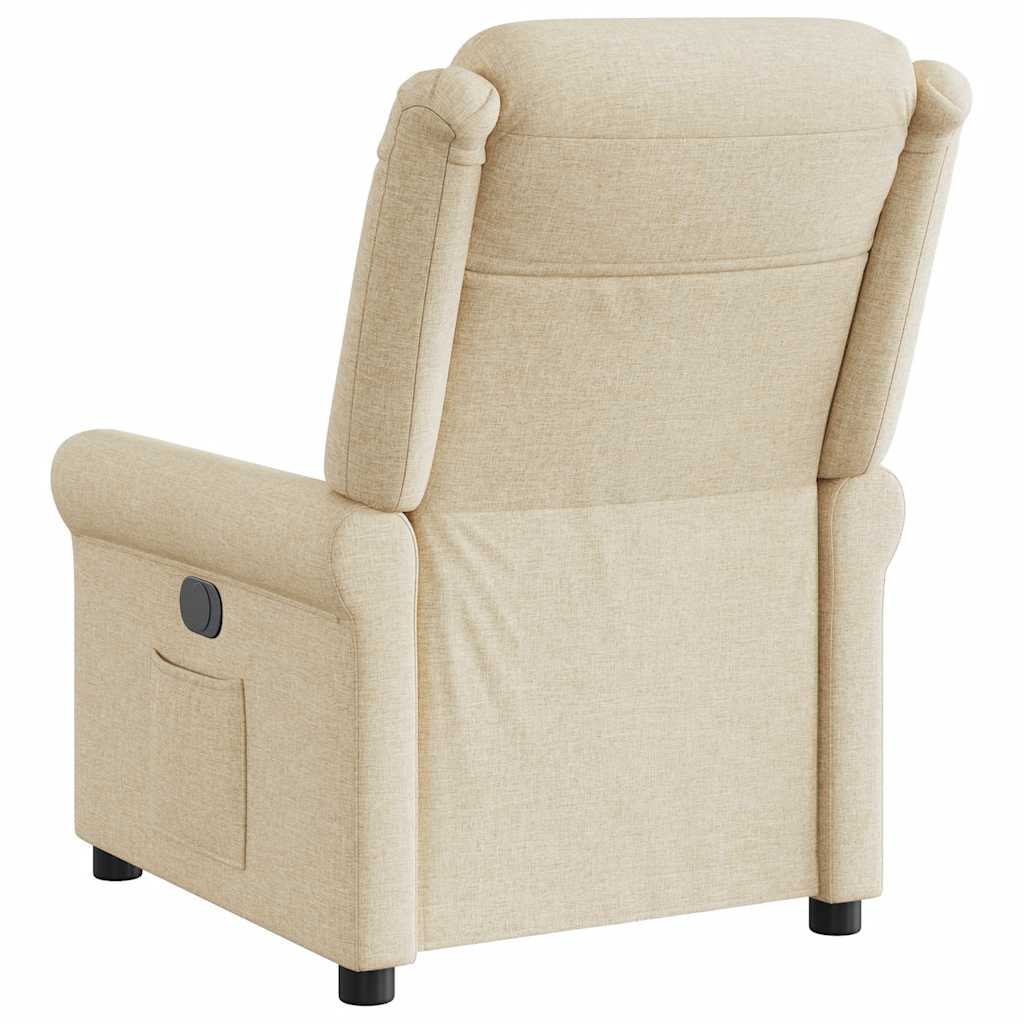 vidaXL Fotoliu rabatabil electric, crem, material textil