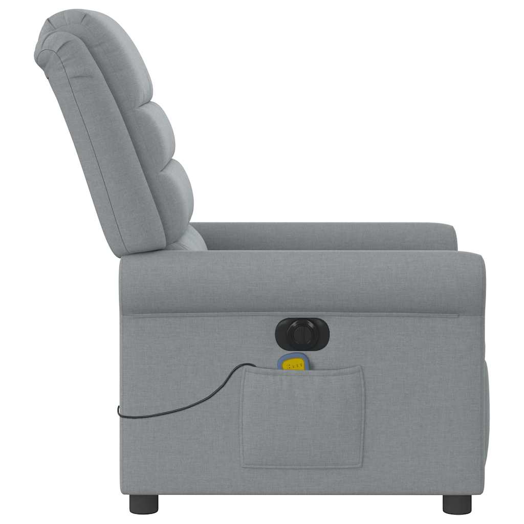 vidaXL Fotoliu electric de masaj rabatabil, gri deschis, microfibră