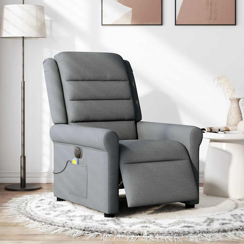vidaXL Fotoliu electric de masaj rabatabil, gri închis, textil