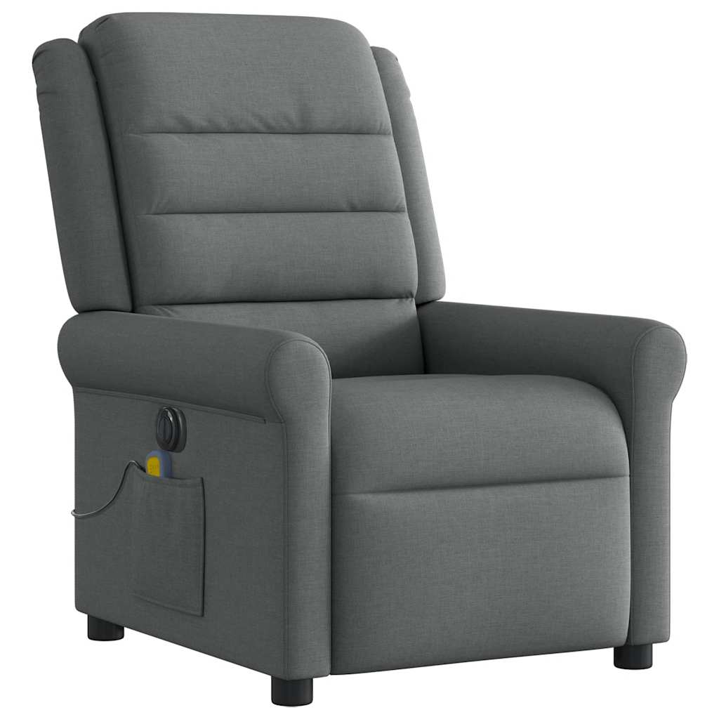 vidaXL Fotoliu electric de masaj rabatabil, gri închis, textil
