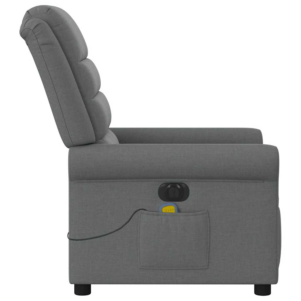 vidaXL Fotoliu electric de masaj rabatabil, gri închis, textil