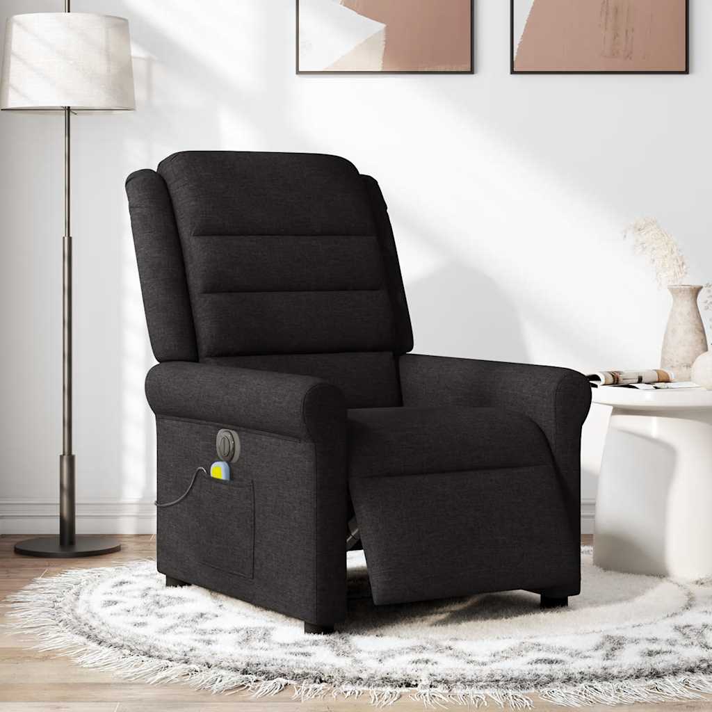 vidaXL Fotoliu electric de masaj rabatabil, negru, textil vidaXL Fotoliu electric de masaj rabatabil, negru, textil