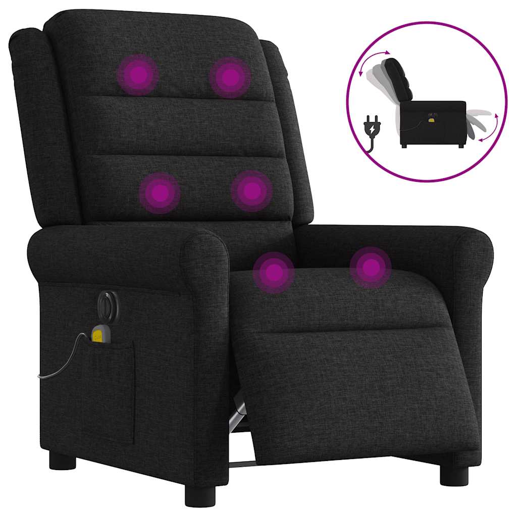 vidaXL Fotoliu electric de masaj rabatabil, negru, textil vidaXL Fotoliu electric de masaj rabatabil, negru, textil