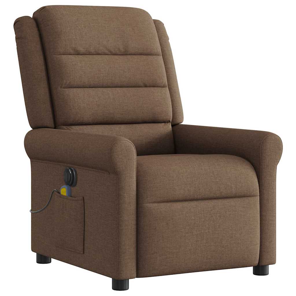 vidaXL Fotoliu electric de masaj rabatabil, maro, textil