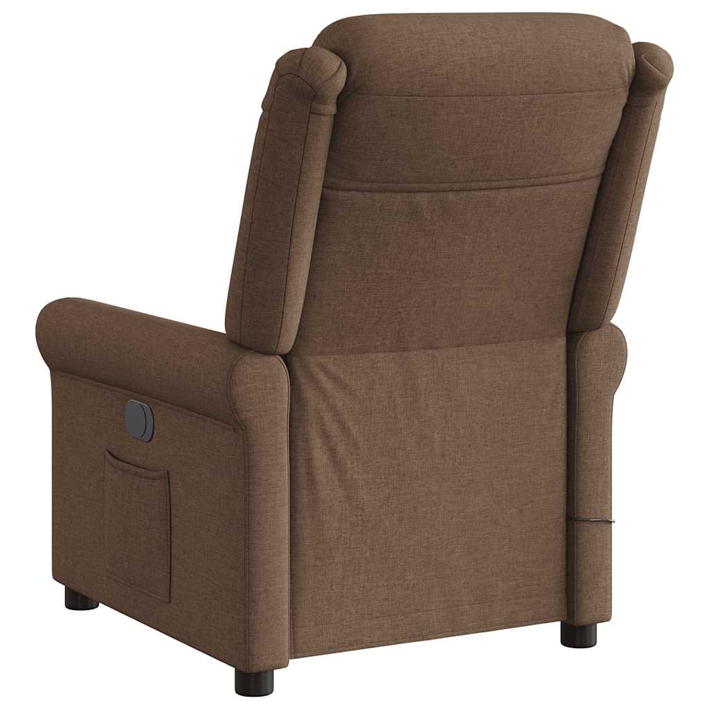 vidaXL Fotoliu electric de masaj rabatabil, maro, textil