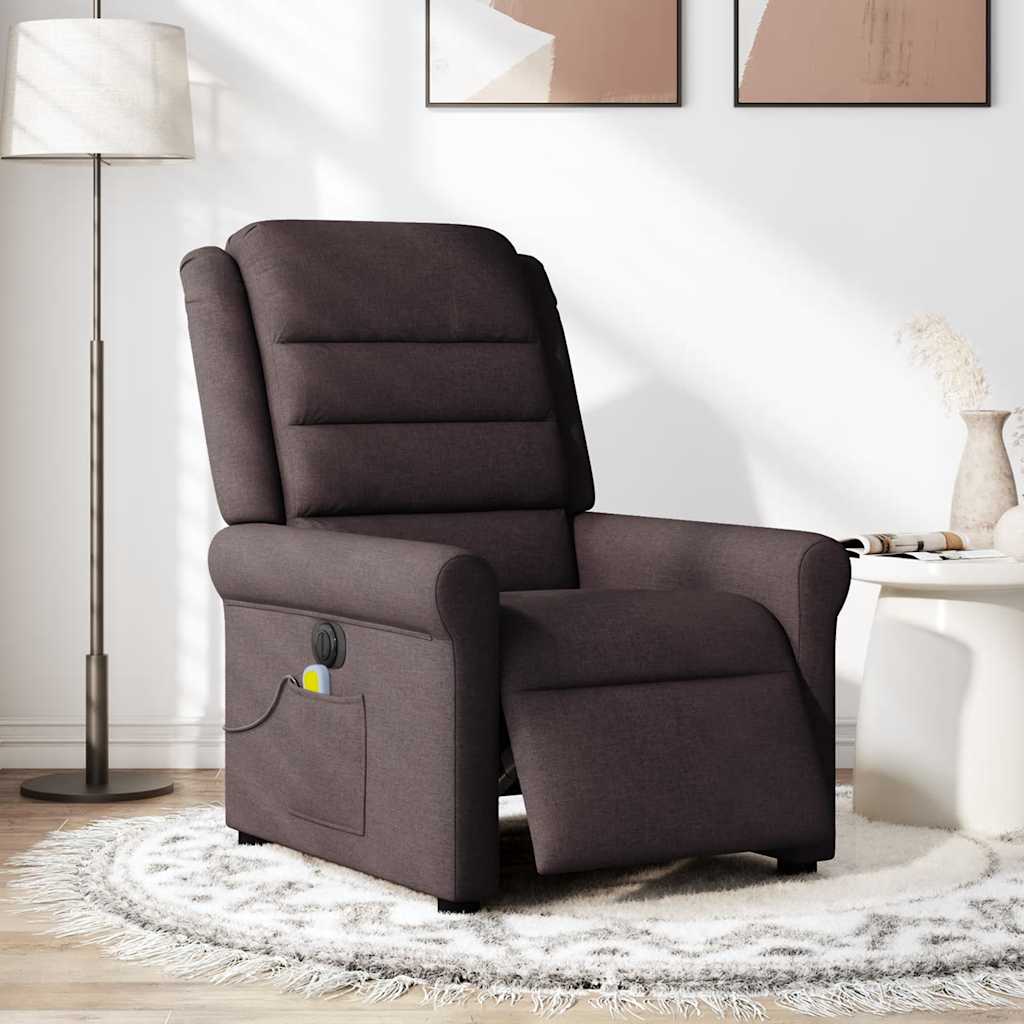 vidaXL Fotoliu electric de masaj rabatabil, maro închis, textil