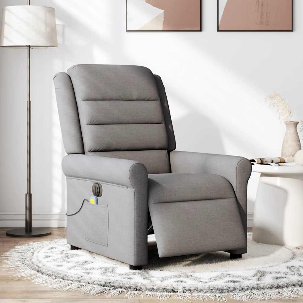 vidaXL Fotoliu electric de masaj rabatabil, gri taupe, textil