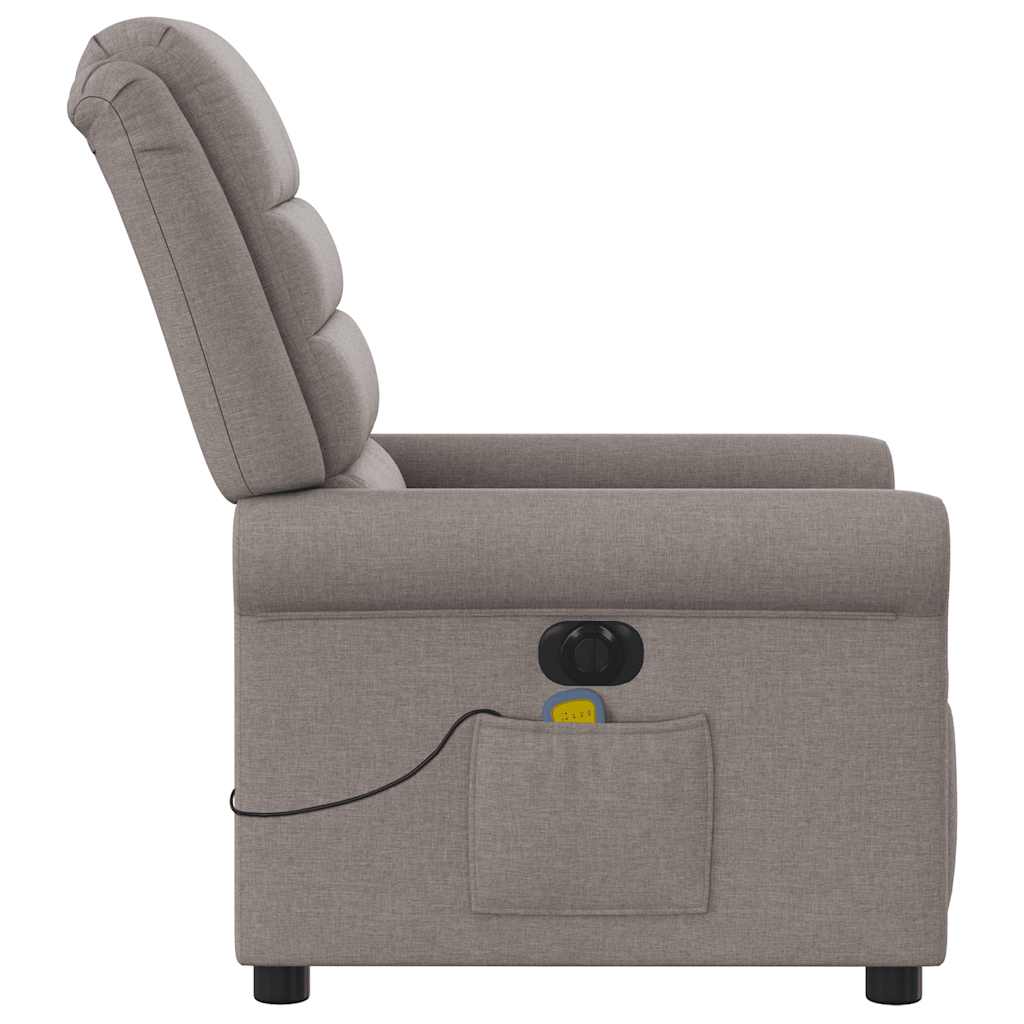 vidaXL Fotoliu electric de masaj rabatabil, gri taupe, textil