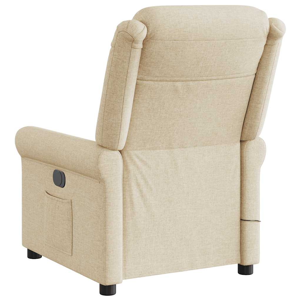 vidaXL Fotoliu electric de masaj rabatabil, crem, textil