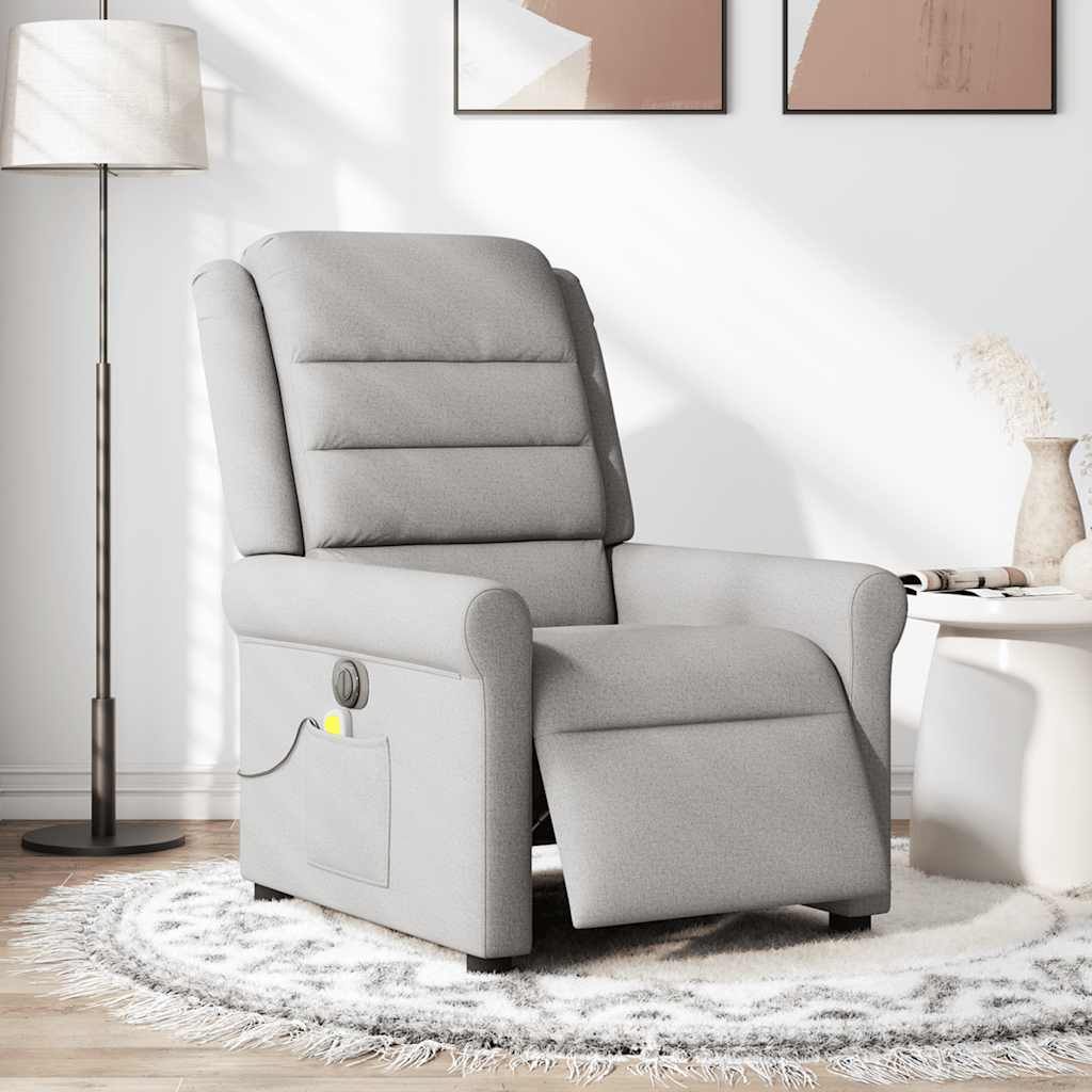 vidaXL Scaun reclinabil electric pentru masaj Cloud Grey Fabric vidaXL Scaun reclinabil electric pentru masaj Cloud Grey Fabric