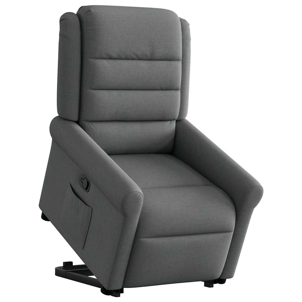 vidaXL Fotoliu rabatabil cu ridicare pe verticală, gri închis, textil vidaXL Fotoliu rabatabil cu ridicare pe verticală, gri închis, textil