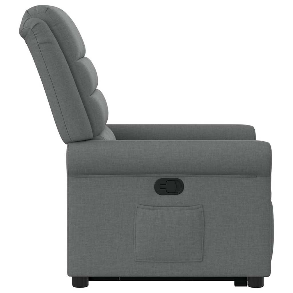 vidaXL Fotoliu rabatabil cu ridicare pe verticală, gri închis, textil vidaXL Fotoliu rabatabil cu ridicare pe verticală, gri închis, textil