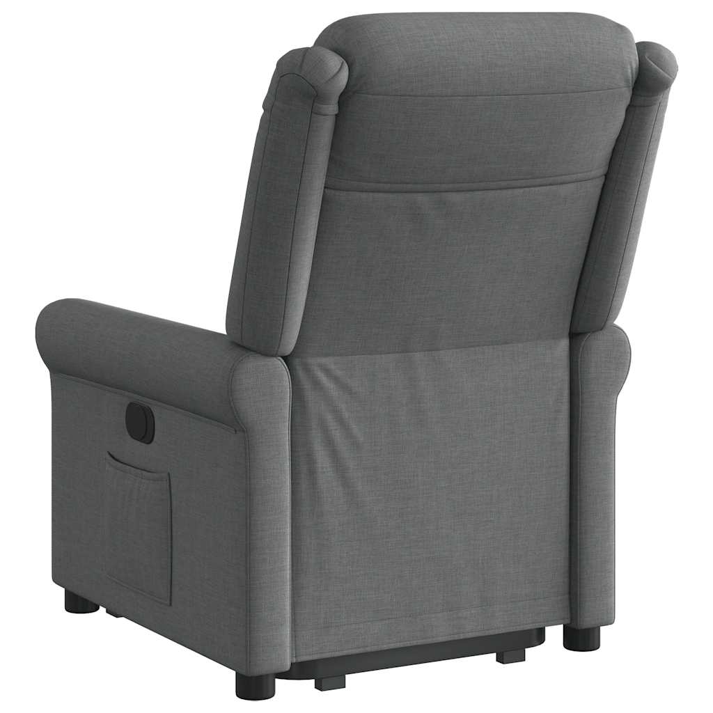 vidaXL Fotoliu rabatabil cu ridicare pe verticală, gri închis, textil vidaXL Fotoliu rabatabil cu ridicare pe verticală, gri închis, textil