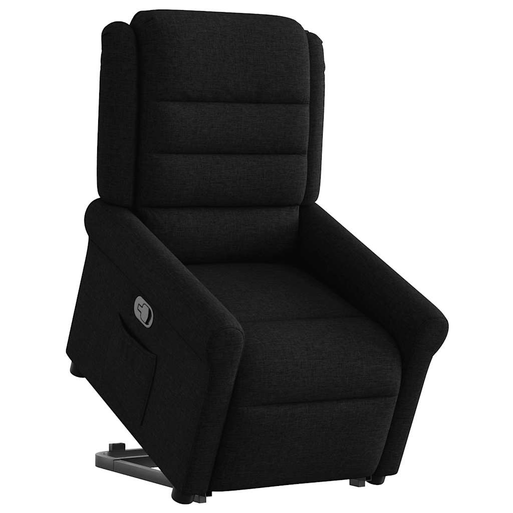 vidaXL Fotoliu rabatabil cu ridicare pe verticală, negru, textil