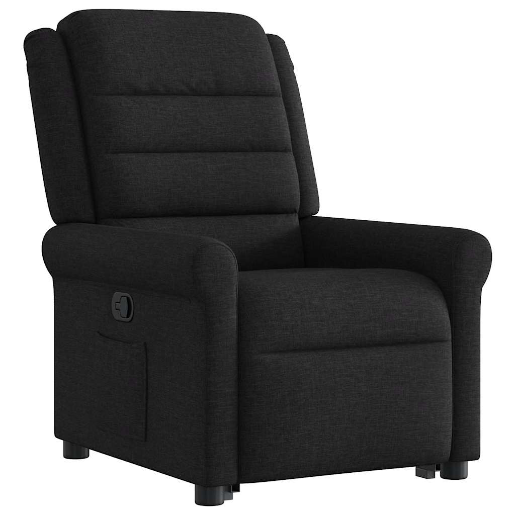 vidaXL Fotoliu rabatabil cu ridicare pe verticală, negru, textil
