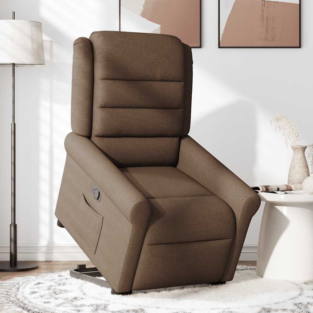 vidaXL Fotoliu rabatabil cu ridicare pe verticală, maro, textil