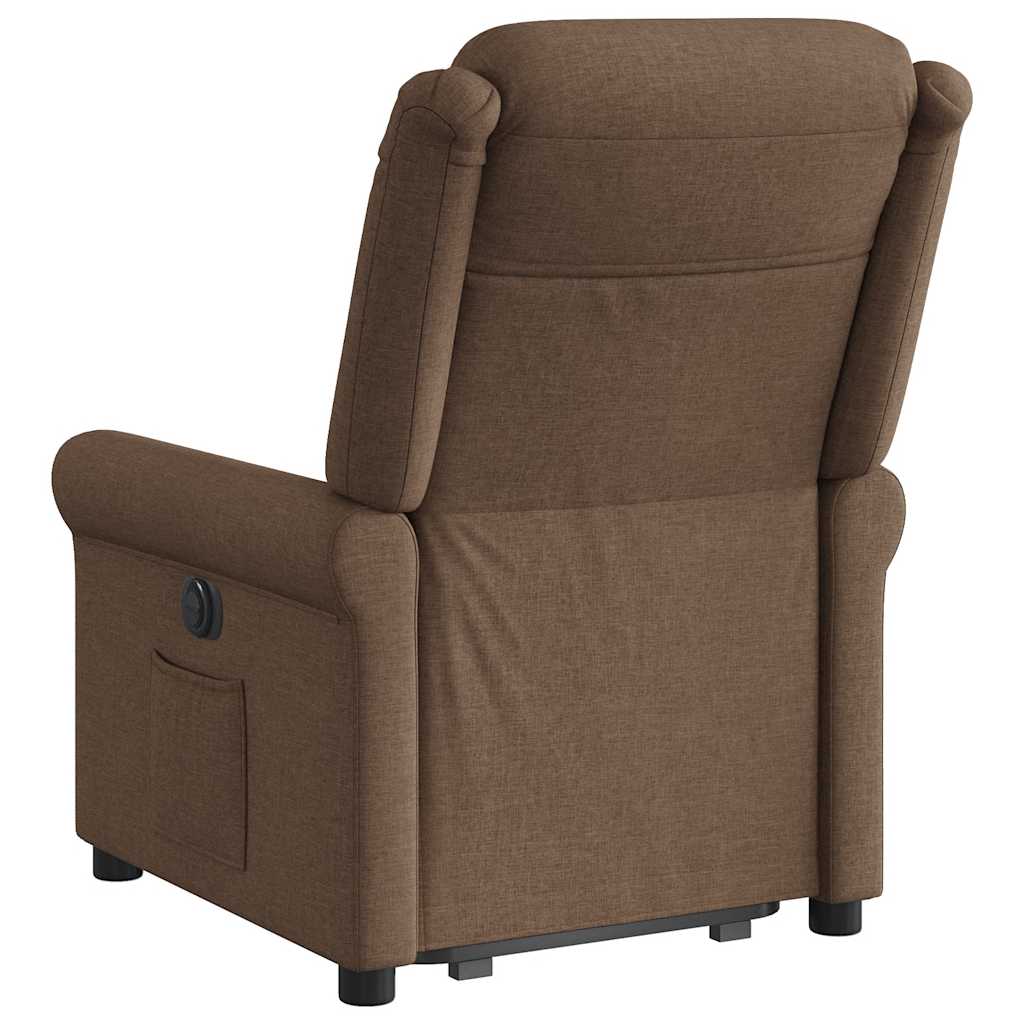 vidaXL Fotoliu rabatabil cu ridicare pe verticală, maro, textil