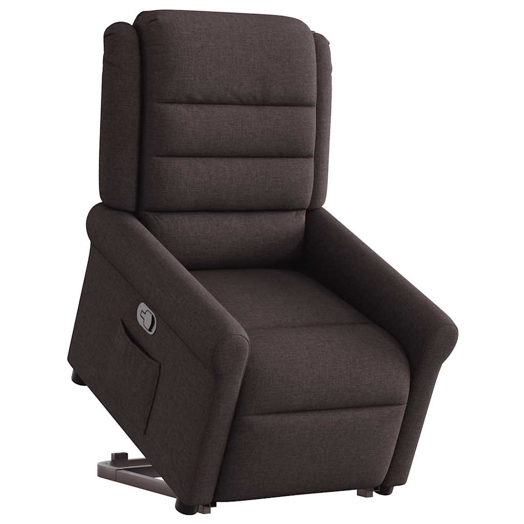 vidaXL Fotoliu rabatabil cu ridicare pe verticală, maro închis, textil