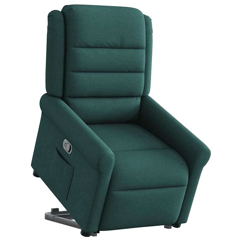 vidaXL Fotoliu rabatabil ridicare pe verticală, verde închis, textil vidaXL Fotoliu rabatabil ridicare pe verticală, verde închis, textil