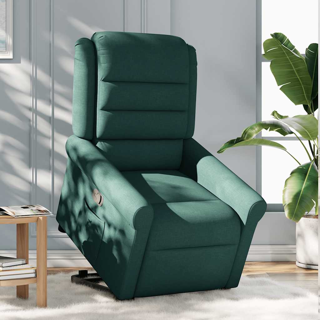 vidaXL Fotoliu rabatabil ridicare pe verticală, verde închis, textil vidaXL Fotoliu rabatabil ridicare pe verticală, verde închis, textil