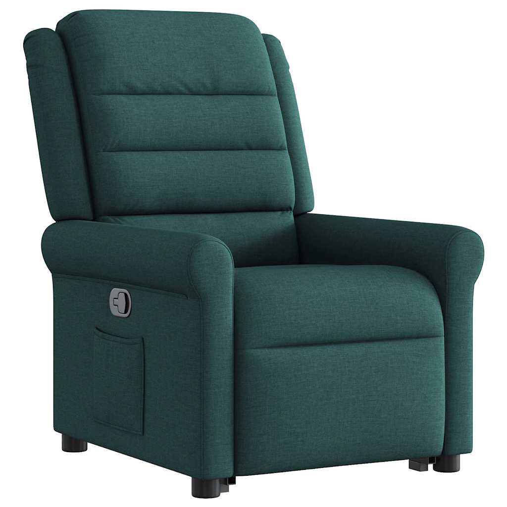vidaXL Fotoliu rabatabil ridicare pe verticală, verde închis, textil vidaXL Fotoliu rabatabil ridicare pe verticală, verde închis, textil