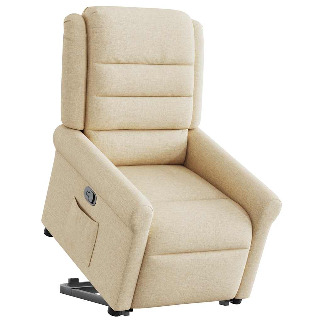vidaXL Fotoliu rabatabil cu ridicare pe verticală, crem, textil