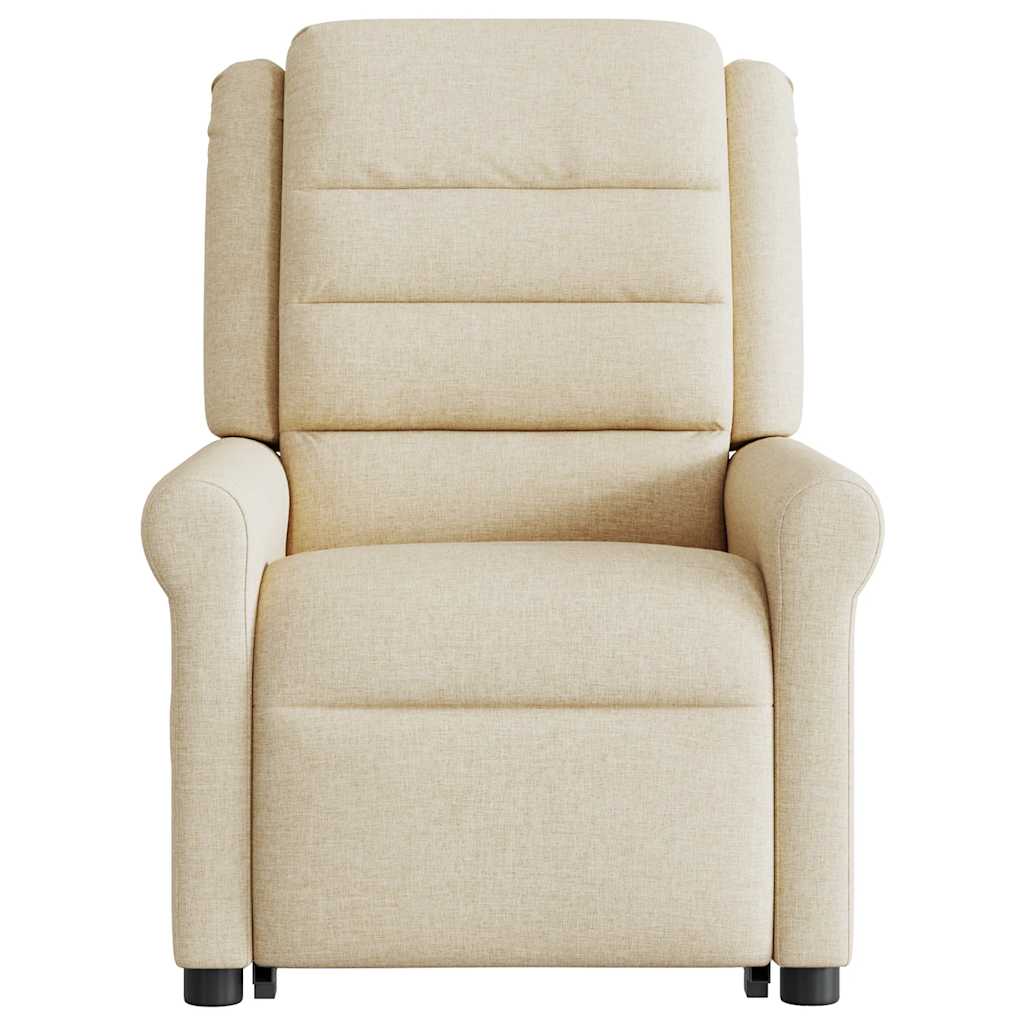vidaXL Fotoliu rabatabil cu ridicare pe verticală, crem, textil