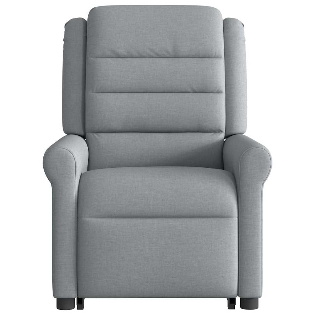 vidaXL Fotoliu de masaj rabatabil cu ridicare, gri deschis, textil vidaXL Fotoliu de masaj rabatabil cu ridicare, gri deschis, textil