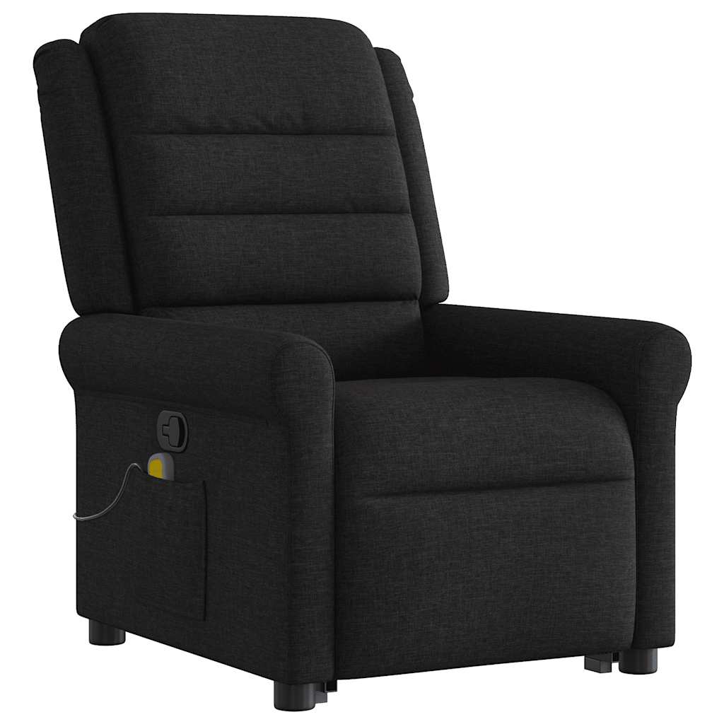 vidaXL Fotoliu rabatabil de masaj, cu ridicare, negru, material textil