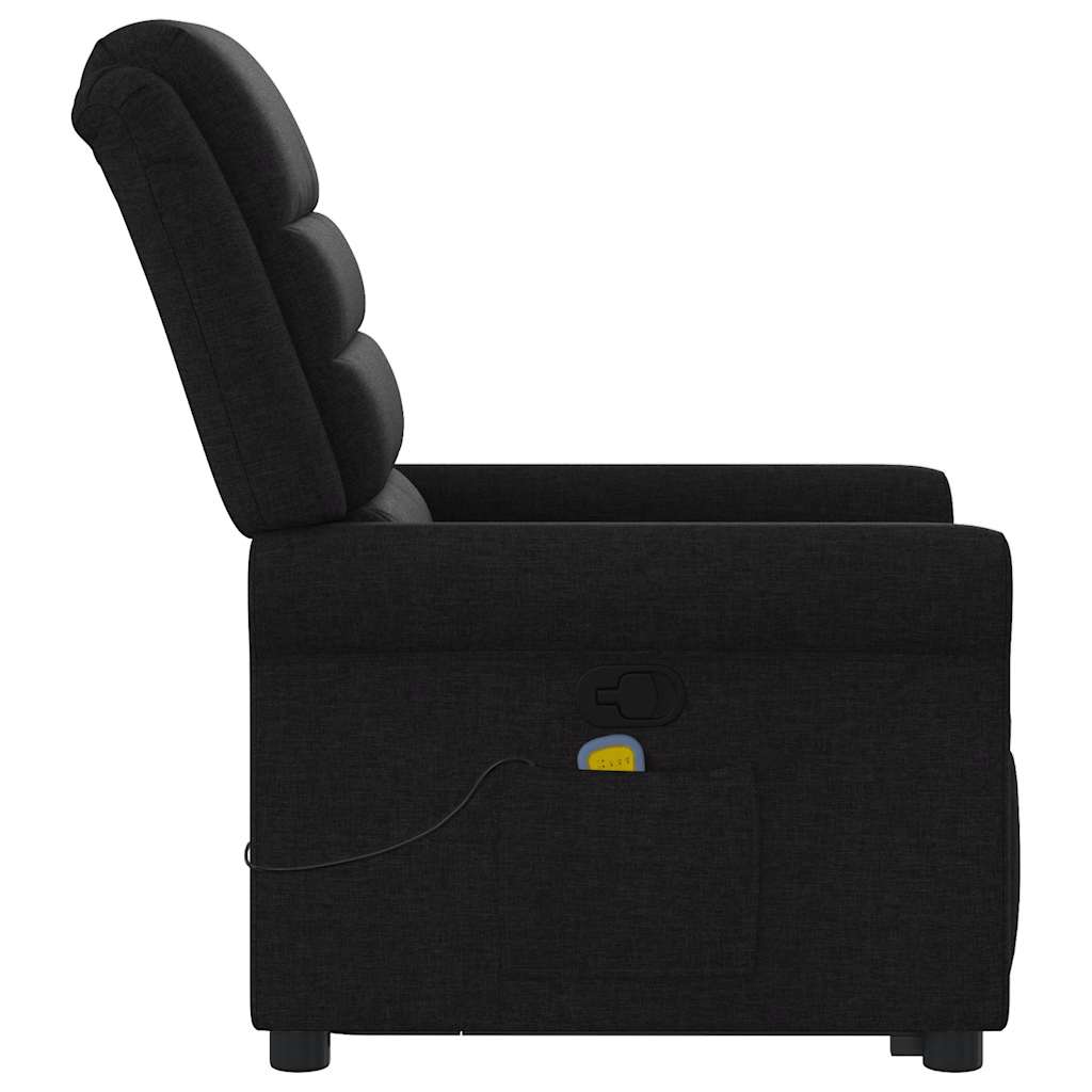 vidaXL Fotoliu rabatabil de masaj, cu ridicare, negru, material textil