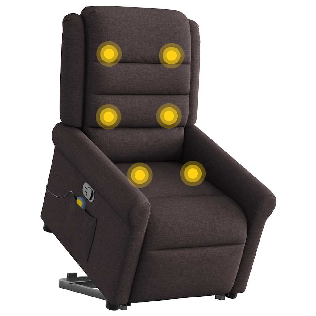 vidaXL Fotoliu rabatabil de masaj, cu ridicare, maro închis, textil