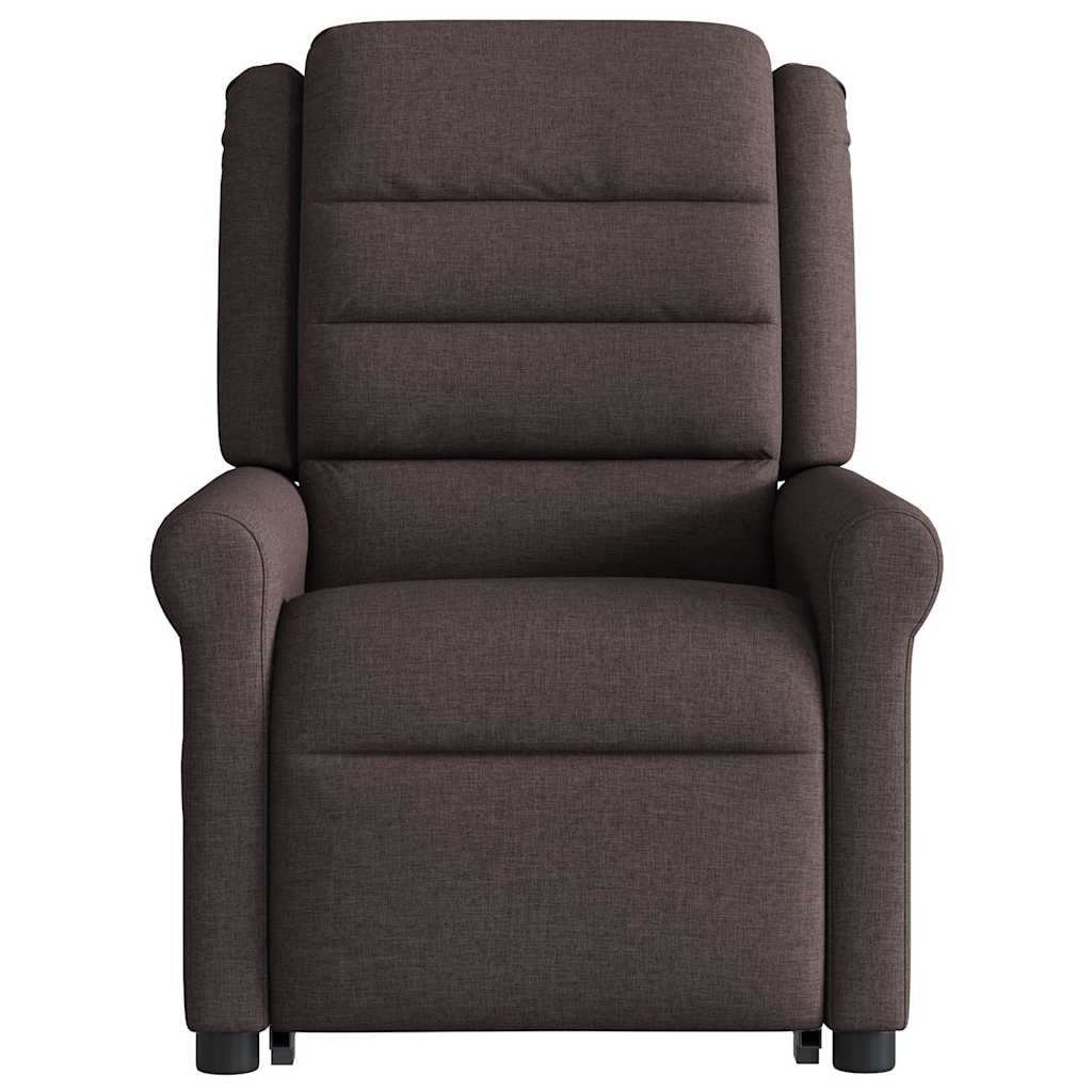 vidaXL Fotoliu rabatabil de masaj, cu ridicare, maro închis, textil