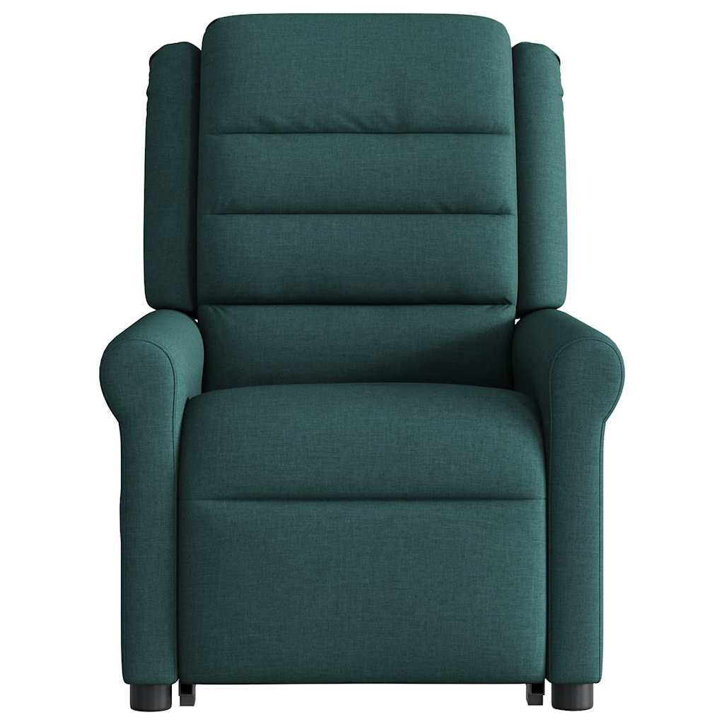 vidaXL Fotoliu rabatabil de masaj, cu ridicare, verde închis, textil