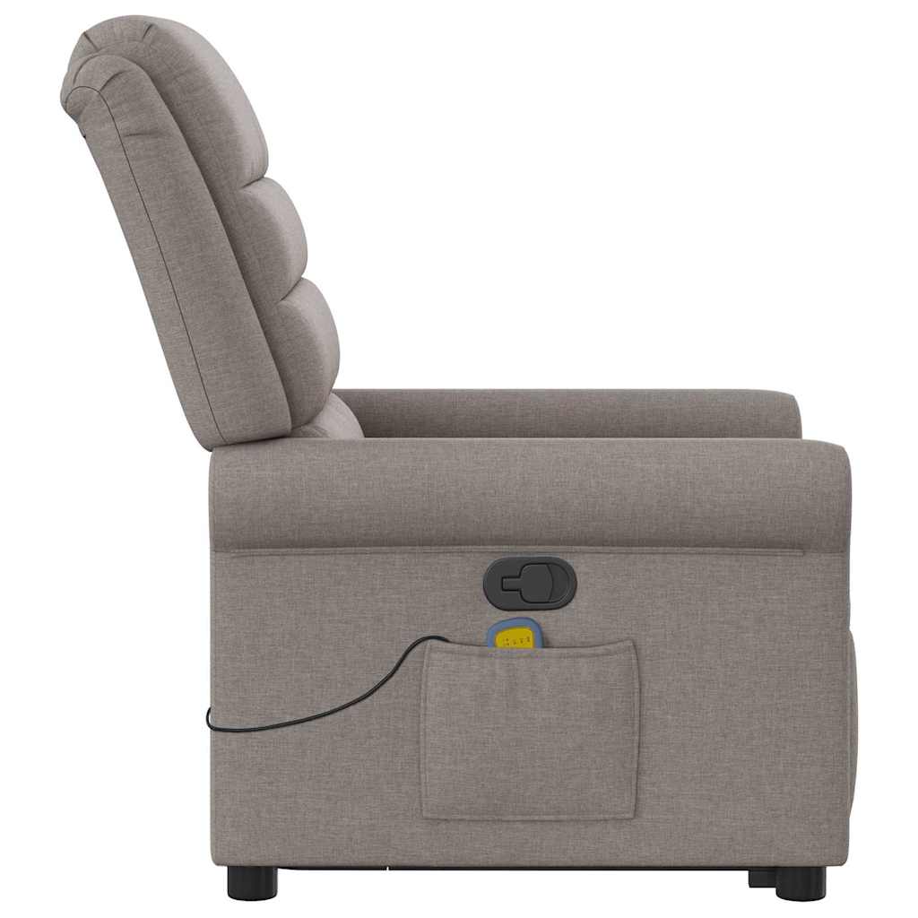 vidaXL Fotoliu rabatabil de masaj cu ridicare, gri taupe, textil