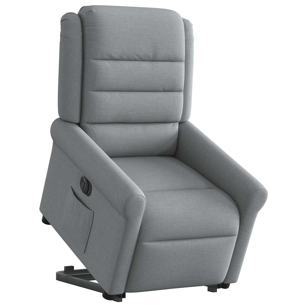 vidaXL Fotoliu electric rabatabil cu ridicare, gri deschis, textil