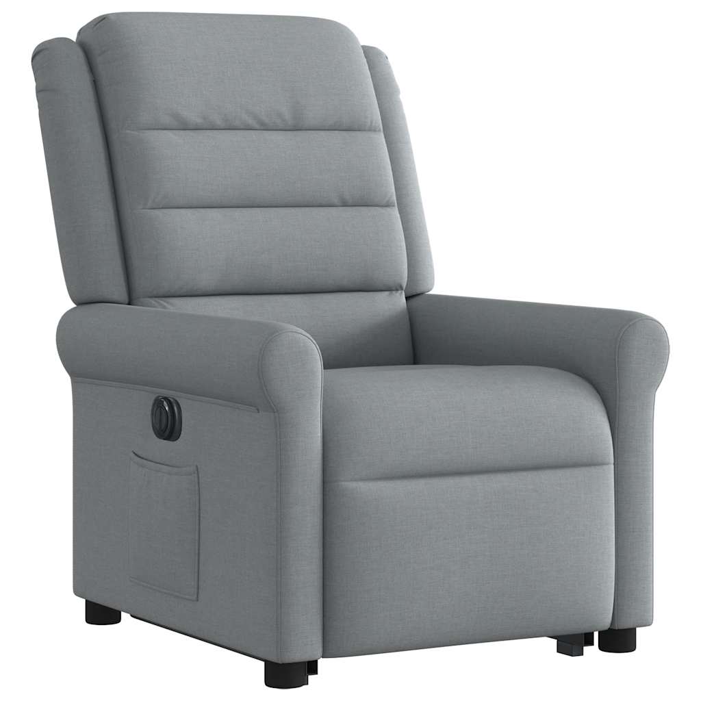vidaXL Fotoliu electric rabatabil cu ridicare, gri deschis, textil