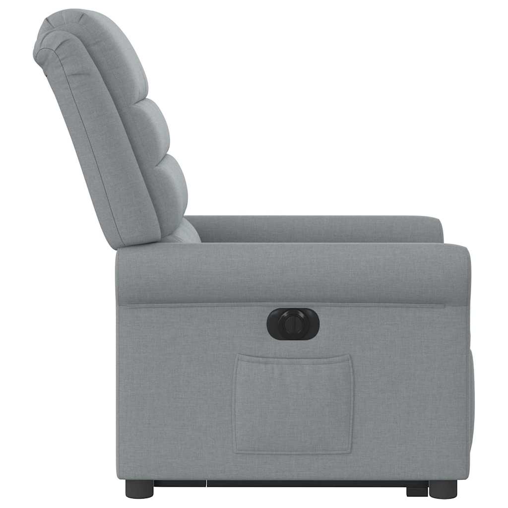 vidaXL Fotoliu electric rabatabil cu ridicare, gri deschis, textil