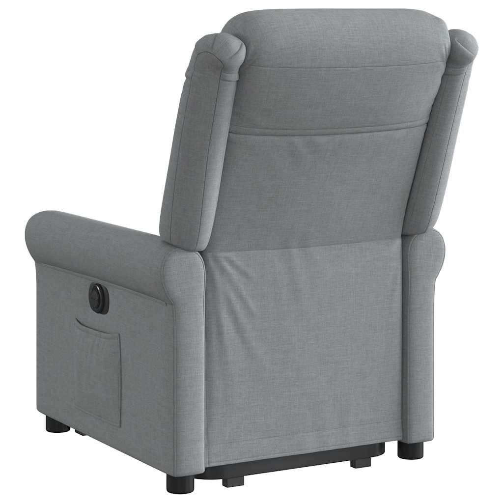vidaXL Fotoliu electric rabatabil cu ridicare, gri deschis, textil