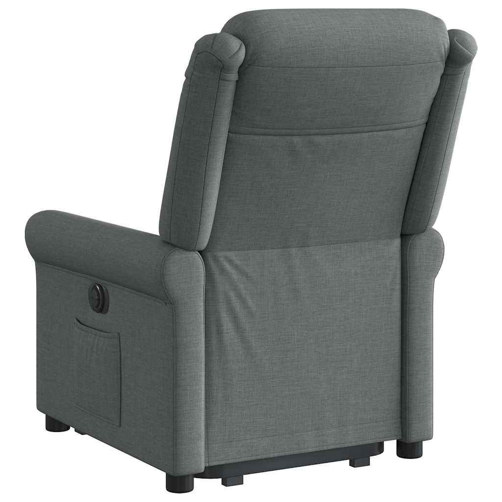 vidaXL Fotoliu electric rabatabil cu ridicare, gri închis, textil