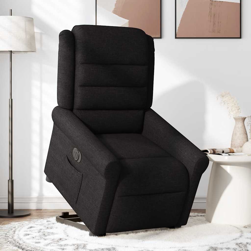 vidaXL Fotoliu electric rabatabil cu ridicare, negru, textil