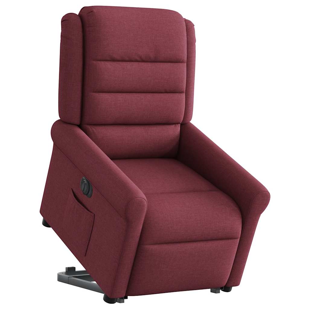 vidaXL Fotoliu electric rabatabil cu ridicare, roșu vin, textil