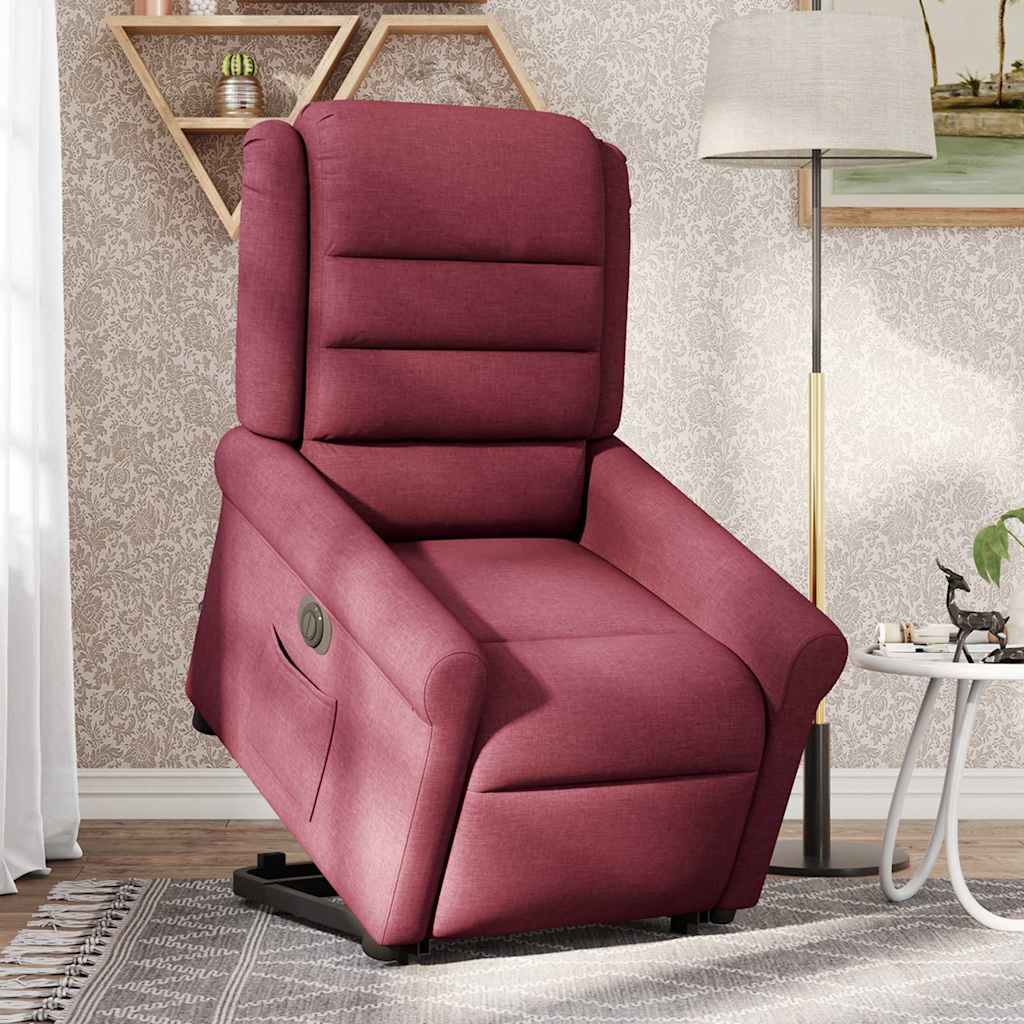 vidaXL Fotoliu electric rabatabil cu ridicare, roșu vin, textil