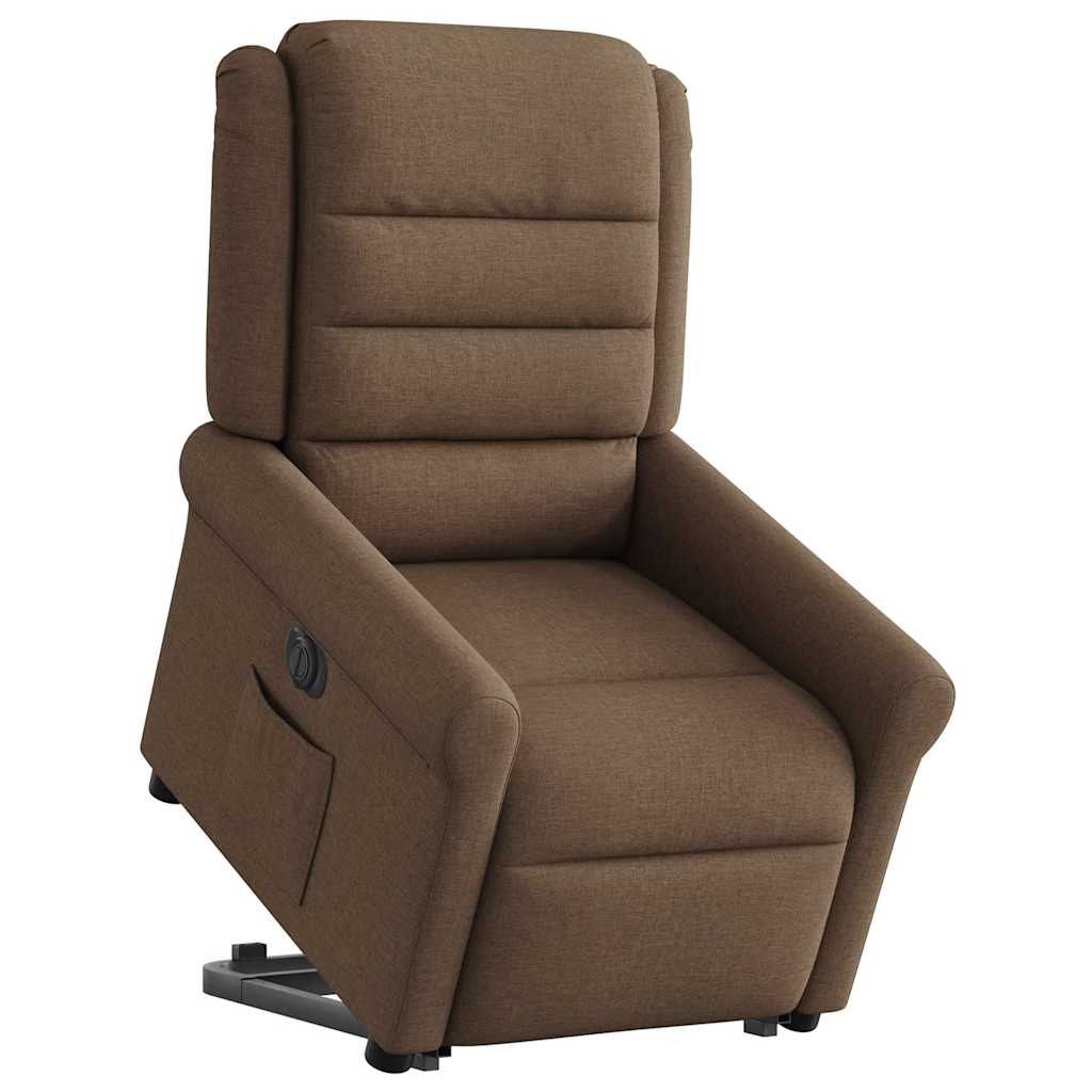 vidaXL Fotoliu electric rabatabil cu ridicare, maro, textil
