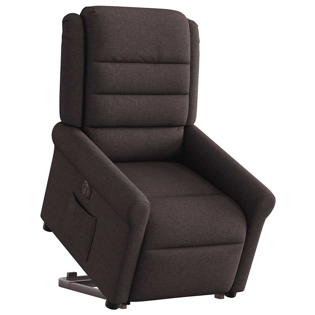 vidaXL Fotoliu electric rabatabil cu ridicare, maro închis, textil