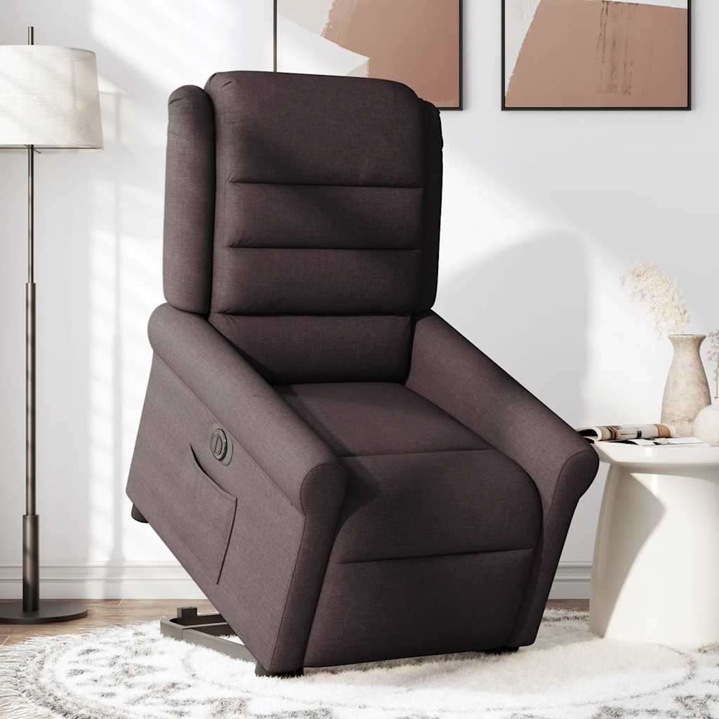 vidaXL Fotoliu electric rabatabil cu ridicare, maro închis, textil
